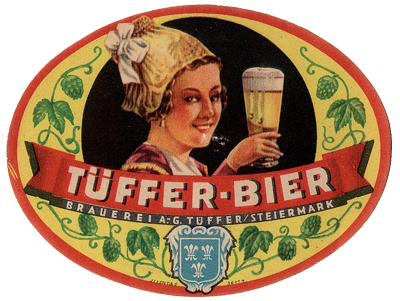 TUFFER BIER, med leti 1941-1944. Embalaža podobna izvirni, le z nemškim napisom.