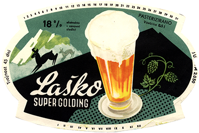 LAŠKO SUPER GOLDING, med leti 1958 in 1966, svetlo pivo.